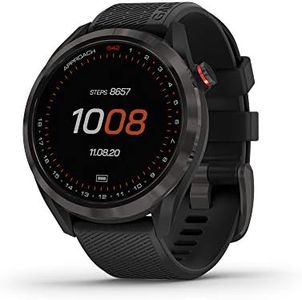 Garmin Approach S42, GPS Golf Smartwatch, Lightweight with 1.2" Touchscreen, 42k+ Preloaded Courses, Gunmetal Ceramic Bezel and Black Silicone Band, 010-02572-10