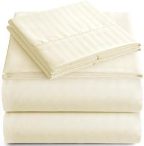 Queen Italian Prestige Collection - Juego de sábanas a rayas – Juego de ropa de cama de 4 piezas de microfibra suave de lujo de 1800 hilos, resistente a las arrugas, las manchas y la decoloración,