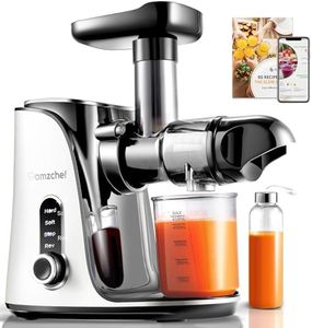 Juicer Machines,AMZCHEF Slow Masticating Cold Press Juicer Extractor with Two Speed Modes, Travel bottle(500ML),LED display, Easy to Clean Brush & Quiet Motor for Vegetables&Fruits,Pear White