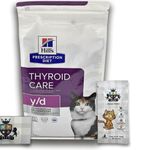 AETN Creations Y/D Thyroid Care Bundle 1.5kg Dry Cat Food plus AETN Creations Chicken Cat Treat, Dietetic Dry Food for Cats with Thyroid Problems