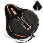 MSDADA Bike Seat Cover Padded, Extra Large Soft Bike Seat Cover Cushion for Men & Women, Comfortable Bike Accessories Gel Seat Cover for Bike, Outdoor Indoor Cycling(Orange)