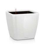 Lechuza Self Watering Plant Pot QUADRO LS 21 Garden Flower Indoor Outdoor Table Plastic Small Planter with Drainage Hole H20 L21 W21 cm White High-Gloss