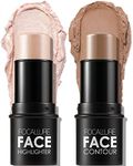 FOCALLURE 2 Pcs Mineral Cream Contour Stick,Moisturize Highlighter and Bronzer Pen,Non Stick Face Brightens & Shades Pencil,Long Lasting & Smooth Gliding Face Illuminator Makeup,Light-medium