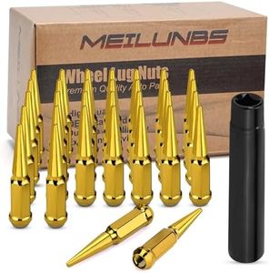 MEILUNBS 32PCS M14x1.5 Spike Lug Nuts – 3/4" Hex, Compatible with Silverado, Suburban, Express, Avalanche, Sierra 1500/2500/3500, F150, F250, F350, Ram 1500/2500/3500, Gold