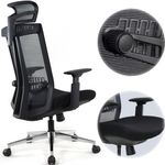 Realm of Thrones - COMMODORE Ergonomic Office Chair, Mesh Back Heavy Duty Home Office Desk Chair with Ultra Thick Seat Cushion, 3D Lumbar Support, Adjustable Armrests/Headrest/Tilt Tensioner (Black)