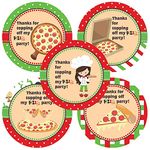 Pizza Girl Thank You Sticker Labels by Adore By Nat - Kids Children Birthday Party Favors Supplies - Set of 30