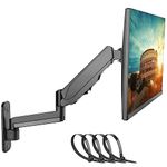 PUTORSEN Monitor Arm Wall Mount Bracket for 13 to 32 inch Monitor & Small TV, Height Adjustable Gas Spring Single Wall Monitor Arm, Tilt Swivel Rotate, Load 2.2 to 19.8lbs, VESA 75x75/100x100mm