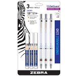 Zebra Pen DelGuard Mechanical Pencil, Fine Point, 0.5mm, White Barrel, Lead Refills, Refillable, 3-Pack Grey 58613