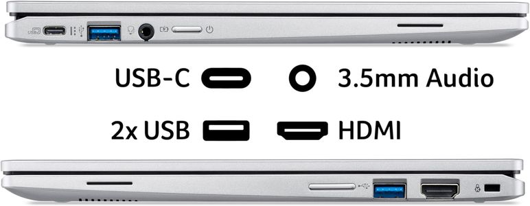 Acer Chromebook Spin 312 12.2" Convertible Laptop – Intel N100, 4GB, 128GB eMMC, Touchscreen, Silver