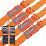 Masterwise Luggage Straps, 79” Adjustable Luggage Straps for Suitcases TSA Approved Travel Belt Suitcase Strap to Keep Your Suitcase Secure While Traveling (Orange, 4pcs)