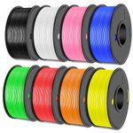 SUNLU High Speed PLA Filament Mini Pack, 30mm/s - 600mm/s Print Range, High Flow Speedy 3D Printer PLA Filament Bundle, 250g/Spool, Black+White+Green+Blue+Red+Orange+Yellow+Pink