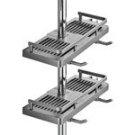 DUFU Shower Caddy No Drill 2Packs Shower Shelf Bathroom Shelf Shower Rack Organiser Holder for Soap Shampoo Towel with Buckle and Shower Head Hook Fit 0.83-0.98in Shower Rail
