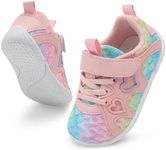 JIASUQI Toddler Shoes Girls Walking Shoes for Toddler Tennis Running Shoes Yellow Pink Size 6.5-7