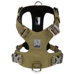 PetsUp 3M Reflective Mesh Padded Dog Vest Front Range No Pull Harness with Handle (XL, Army Green)