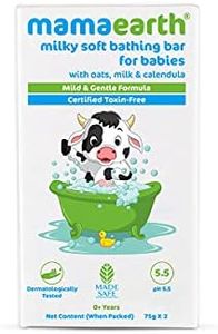 Mamaearth Milky Soft Bathing Bar For Babies - 75 g x 2 | Infused with Oats, Milk and Calendula | Gently Cleanses Skin, Keeps Skin Soft & Smooth, Mild & Gentle Formula, Dermatologically Tested