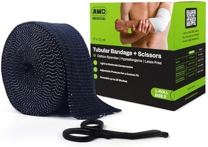 Elasticated Tubular Support Bandage - Reusable Compression Wrap for Joint Pain Relief - Stockinette Tubing for Large Arm/Medium Ankle/Small Knee - Black (Size D - 3 inches x 11 Yards) + Scissors