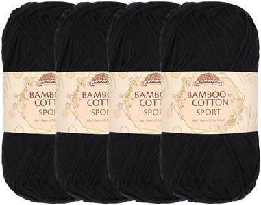 JubileeYarn Bamboo Cotton Sport Yarn - 50g/Skein - Midnight Black - 4 Skeins