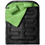 MEREZA Double Sleeping Bag for Adults Mens with Pillow, XL Queen Size Two Person Sleeping Bag for All Season Camping Hiking Backpacking 2 Person Sleeping Bags for Cold Weather Warm