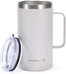 HYDRATE Tumbler with Handle 24oz Gray Coffee Mug, Stainless Steel Reusable Travel Mug, Vacuum Insulated Camping Thermal Powder Coated Mug with Lid, self stirring cup