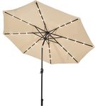 SFAREST 3M Garden Parasol, Patio Tilting Lighted Umbrella with 24 Solar Powered LED Lights & Crank Handle, UV Protective Sun Shade Umbrella for Garden Pool Yard Beach (Beige)