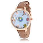 Accutime Nickelodeon Rugrats Adult Women's Analog Watch - Faux Brown Leather, Glass Dial Face, Gold Mattle Case, Female, Analog Wrist Watch in Brown (Model: NIC5023AZ), Brown, Analog Wrist Watch