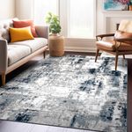 Rugshop Contemporary Abstract Distressed Area Rug 5' x 7' Blue