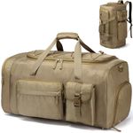 Lyweem Large Duffle Bag Holdall Bags for Men Travel, 75L Sports Gym Duffel Backpack with Shoes Compartment, Waterproof Traveling Weekend Overnight Bags Women, Brown