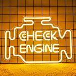 Check Engine Neon Sign,Personalized Garage LED Signs Light Up Signs for Man Cave Bedroom Car Auto Repair Shop Birthday Gift for Mens, USB Powered Neon Signs for Wall Decor,Size(16.53*11.41in )(XD057)