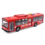 Cemirk Bus Toy for Boys and Girls Ages 1 and Up - with Lights and Sounds, Realistic Tires, Simulated Functional Doors, Friction-Powered Movement, Red