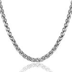 Fashion Frill Stainless Steel Interlink Silver Neck Chain Chains for Men Stylish Boys - 22 Inch