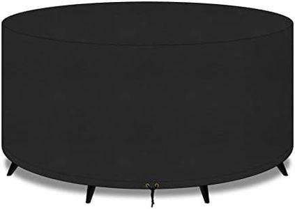PATIO PLUS Cubierta para Mesa Redonda de Jardín 420D Cubierta para Mesa Redonda de Patio para Juego de Sillas, Resistente al Agua, 163x70cm, Negro