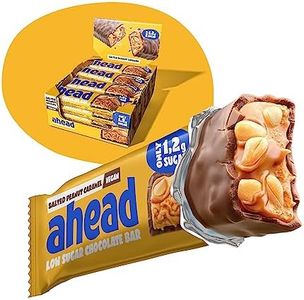 AHEAD Barrette Keto Vegane – 16 x 35g – Salted Peanut Vegan – Barrette senza zucchero – solo 5g di carboidrati netti per keto bar – Barretta con cioccolato senza zucchero