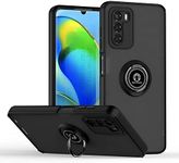 DESSEN Mobile Phone Case for ZTE Blade V40 Vita, Soft Silicone TPU Frame and PC Case, with Rotating Ring Holder, Shockproof Protective Case, Bumper Cover Case, Black