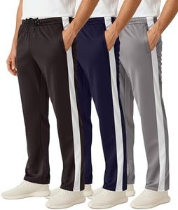Real Essentials Big & Tall King Size Mens Men's Mesh Athletic Active Gym Workout Open Bottom Sweatpants Pockets Sports Training Track Running Casual Lounge Quick Dry Pants - Set 7, 3X Tall,Pack of 3