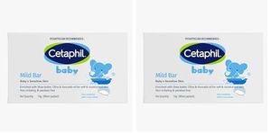 Cetaphil Baby Mild Cleansing Bar for Newborns & Babies 75 gm | With Shea Butter, Avocado Oil & Olive Oil | Gentle, Hypoallergenic, Pediatrician Recommended | Dry & Sensitive Skin (Pack of 2)