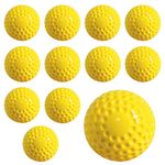 Forcebucket Softballs 12 Pcs Yellow Dimpled Softballs, 12-Inch Pitching Machine Ball Softballs for Indoor/Outdoor, Hitting and Fielding Practice Foam Sport