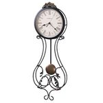 Howard Miller Paulina Wall Clock 625-296 – Wrought-Iron, Finished in Antique Gold & Charcoal Grey, Pendulum Bob, Quartz Movement