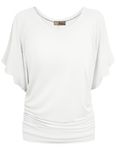 Hybrid & Company Womens Super Comfy Boat Neck Dolman Top Shirt, Ivory, Small