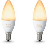 Philips Hue White Ambiance LED Candle Smart Light Bulb Twin Pack [E14 Small Edison Screw] with Bluetooth, works with Alexa, Google Assistant and Apple HomeKit