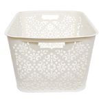 Cutting EDGE Plastic Turkish Rectangular Basket Large Without Lid (42 X 32 X 23 Cm) For Kitchen, Vegetables, Toys, Books, Office, Stationery, Utility, Cosmetics (Set Of 1, Cream)