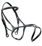 Astile Equestrian Leather Grackle Bridle Padded With Free Reins Hand Stitched Design Black Brown (FULL, BLACK)