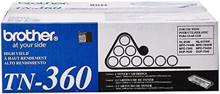 Brother Genuine High Yield Toner Cartridge, Black Toner, Page Yield Up to 2,600 Pages, TN360