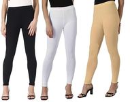 Keyocean Women's Cotton Lycra Stretchable Ankle Length Leggings