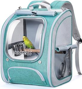 Pecute Bird Backpack Carrier for Small Birds, Cockatiel, Parrot, Bird Carrier with Standing Perch and Comfy Mat, Breathable & Portable Bird Backpack for Vet Visit, Shopping and Outdoor Adventure,Blue