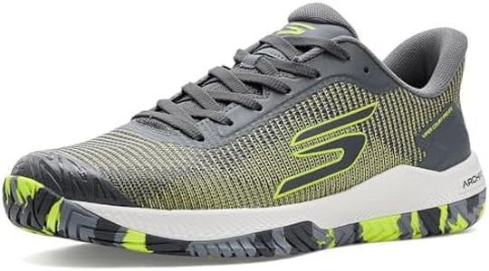 Skechers Men's Pickleball Viper Court Pro 2.0 Sneaker, Gray/Yellow, 10.5 Medium