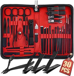 WOAMA 30-Piece Manicure Set Pedicure Kit Professional Nail Clipper Set Stainless Steel Manicure Kit Nail Kit For Women Men - Black