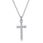 Philip Jones Silver Plated Pave Cross Necklace Created with Zircondia® Crystals