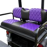 NOKINS Golf Cart Diamond Vinyl Seat Covers, Fit Club Car Precedent/DS/EZGO RXV/TXT/Yamaha Drive Aftermarket Regular Rear Seat Cushion, No Stapler, Multiple Colors and Breathable(Purple&Black)