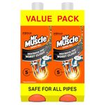 Mr Muscle Drain Unblocker, Sink & Drain Cleaner, Fast Acting Heavy Duty Drain Gel, Dissolves Clogs, Works 3x Better Than Bleach, Safe for All Pipes, Duo Pack, (2 x 1L)