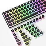 108 Key Double Shot PBT Pudding Keycaps with Translucent Layer Keycap Puller for Standard Full 104Key Compact 61Key/68Key/87Key/96Key Mechanical Keyboard MX Switch DIY Keycap(Black Keycaps)